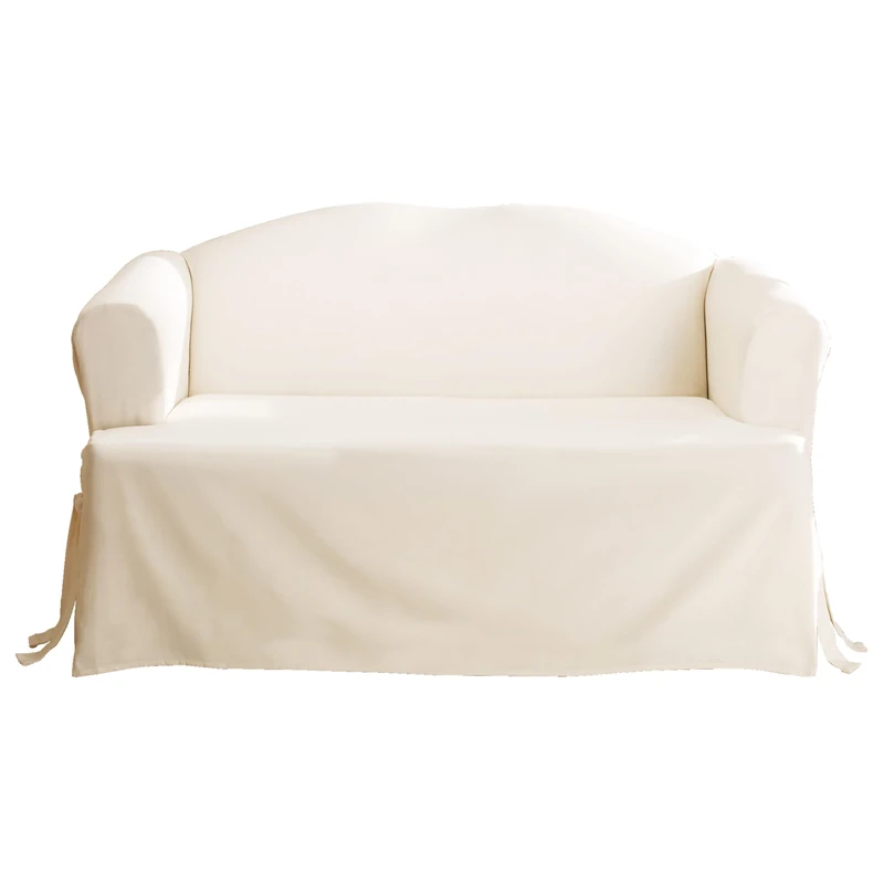 Surefit Duck Solid One Piece Slipcover, Relaxed Fit, 40inx36in, Machine Washable, Cotton, Natural Color, Sofa T-Cushion