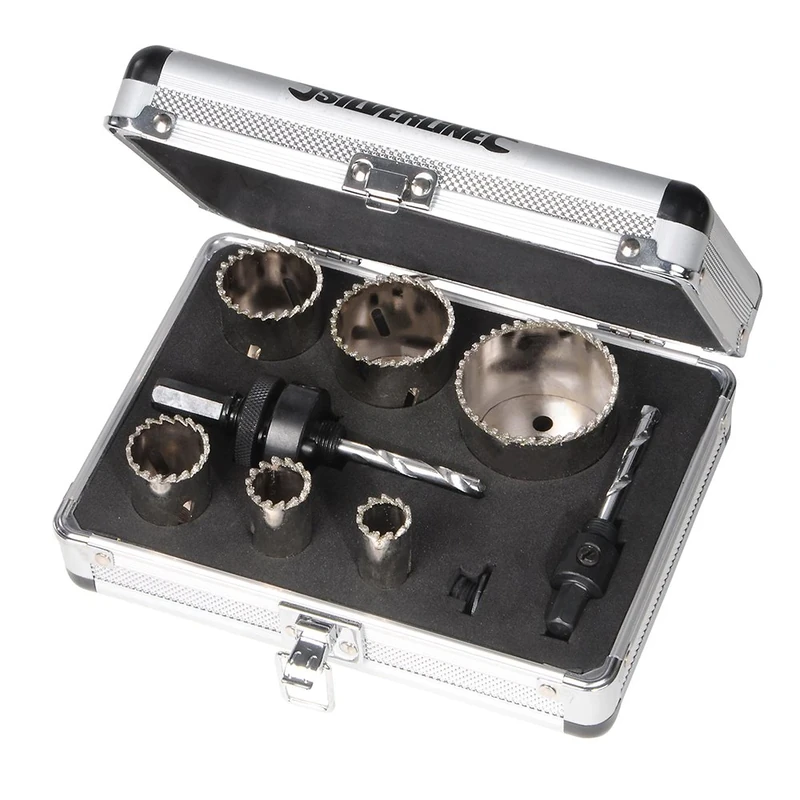 Silverline 868779 Diamond Grit Holesaw Kit 11pce 19 - 57 mm Dia