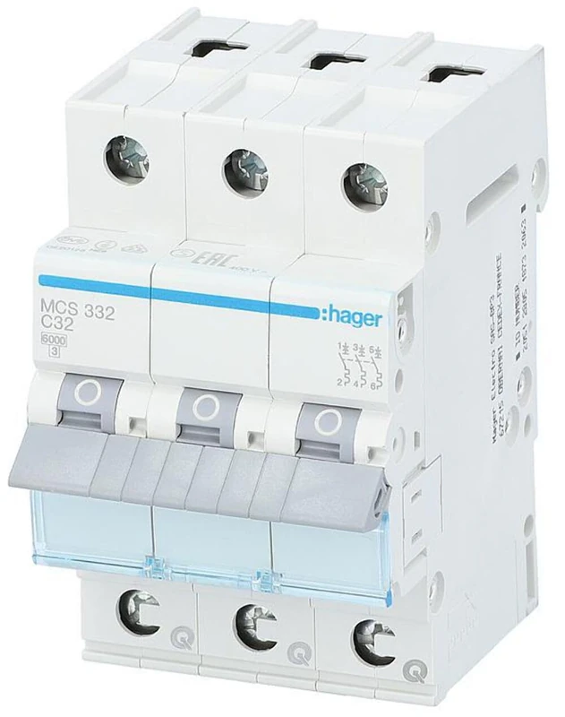 Busch-Jaeger Hager MCS332 Circuit Breaker Switch 1-Pin 6KA C QC Quick Connect 1 m