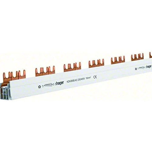 Hager Busch-Jaeger KDN380B Phase Rail 3P 80A 16qmm 57 Single Fork Connection Insulated Grey