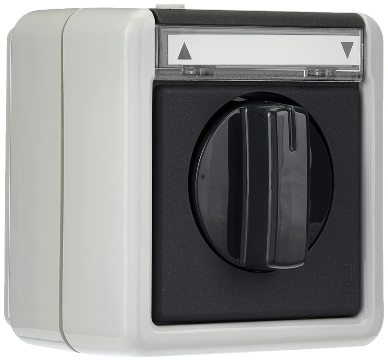 Gira 015430 Shutter Switch, Single Pole, with Label, Water-Resistant Surface, 10 A, 250 V, Grey