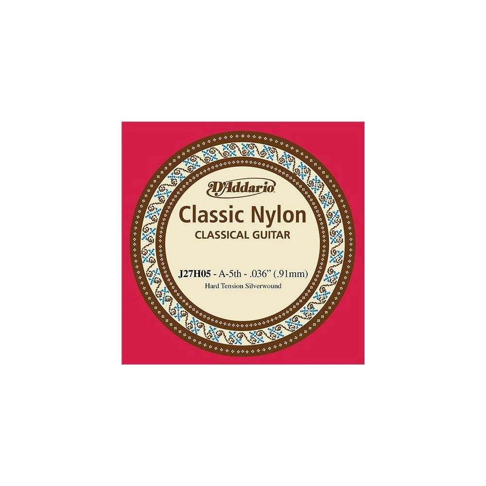 D'Addario Student Nylon Hard Tension Single Fifth String for Classical Guitar