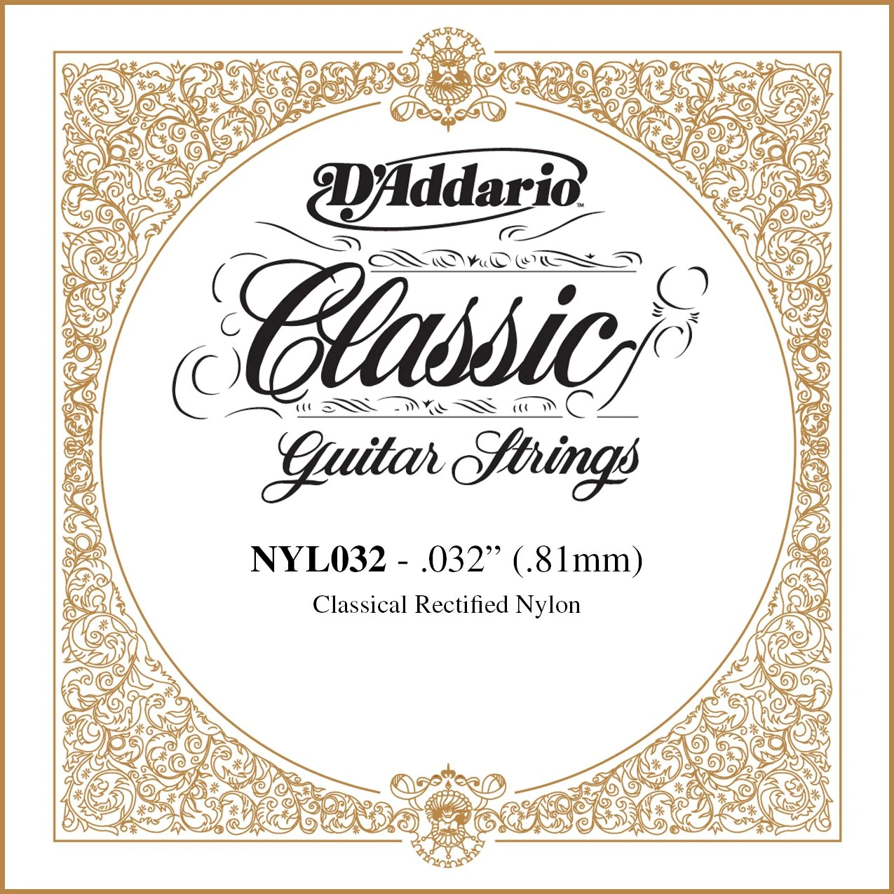 D'Addario .032 Rectified Nylon Single String for Classical Guitar