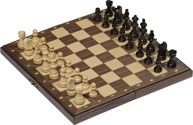 Goki Magnetic Chess Set in a Wooden Hinged Case
