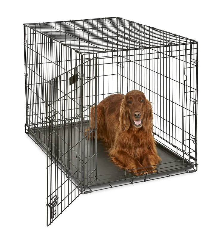 MidWest Homes for Pets 106 cm iCrate Single Door Folding Dog Crate with Divider Panel, Leak-Proof Tray and Secure Latches – Metal Wire Kennel for Large Breeds – Portable, Durable and Easy to Assemble