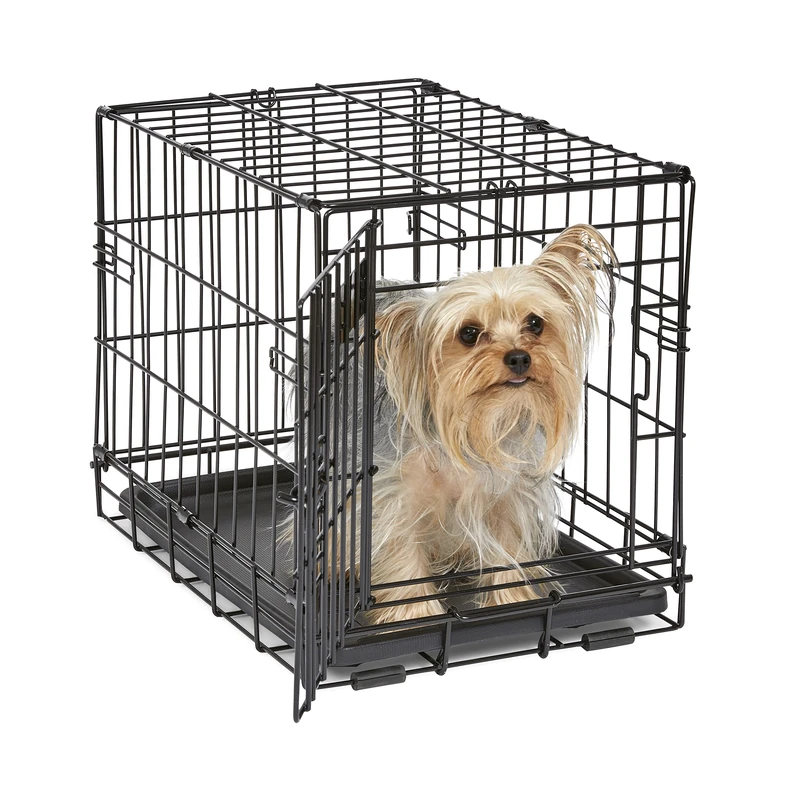 MidWest Homes for Pets 46 cm iCrate Single Door Folding Dog Crate with Divider Panel, Leak-Proof Tray & Secure Latches – Metal Wire Kennel for Tiny Breeds – Portable, Durable & Easy to Assemble