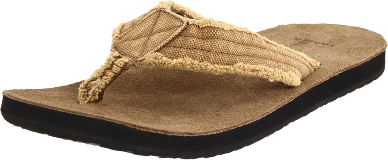 Sanuk Men's Fraid Not Flip Flops, Beige Khaki, 9 UK