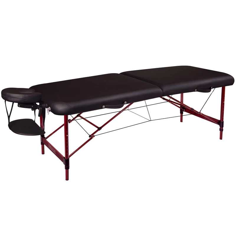 Master Massage Zephyr Lightweight Portable Massage Table Package - Ideal for Tattooing and Spa Treatments (Black, Maroon)