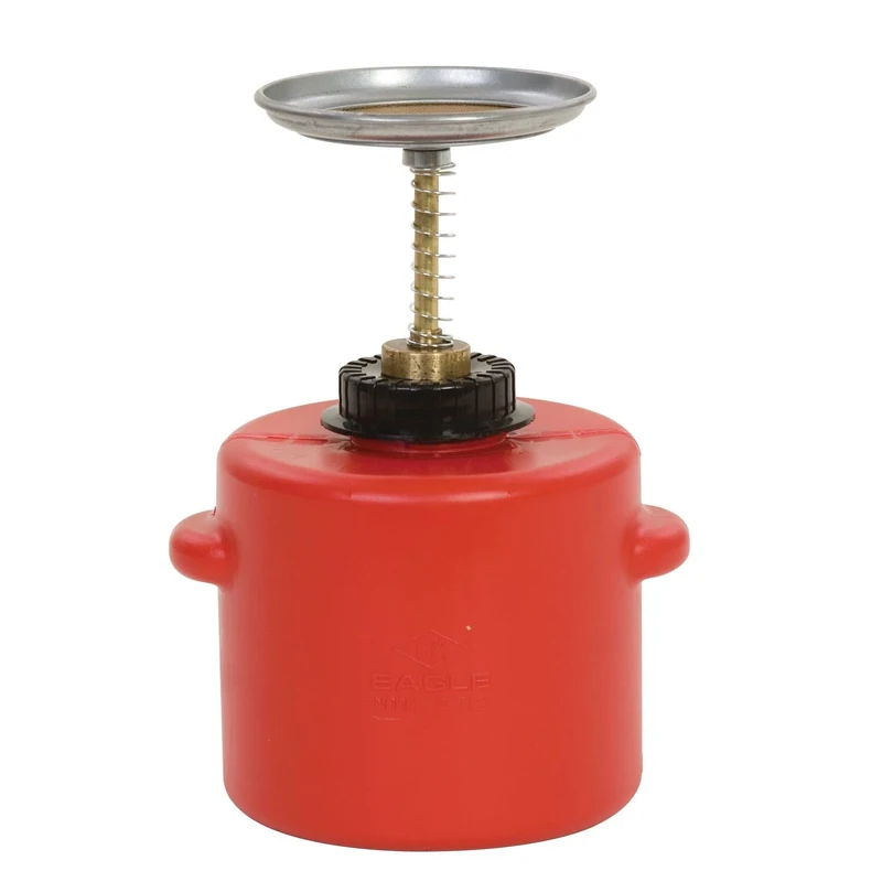 Eagle P-712 Plunger Polyethylene Safety Can, 2 Quart Capacity, Red