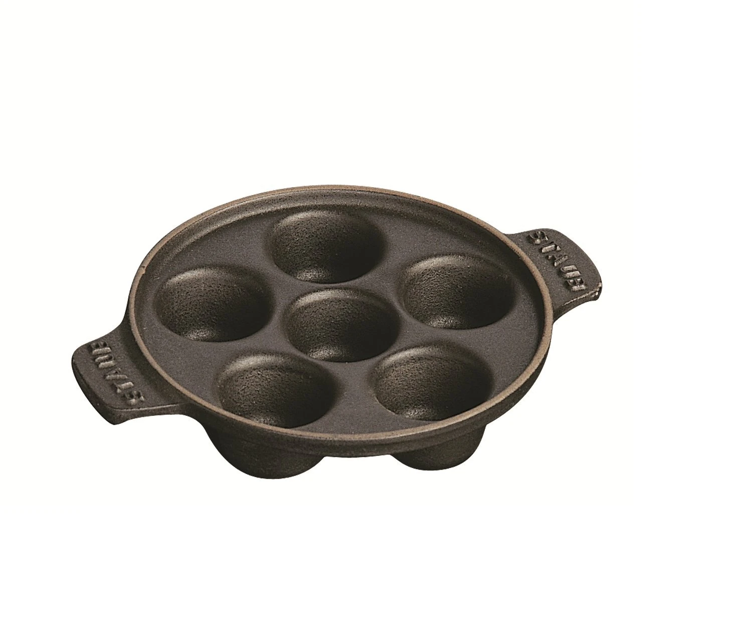 Staub Round Snail Dish with 6 Holes, Cast Iron, Matt Black, 14 centimeters