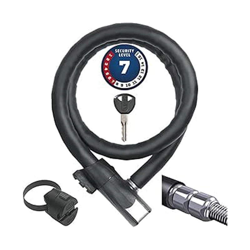 ABUS armoured cable lock Steel-O-Flex Centuro 860 - with QuickSnap RBU holder - cable lock made of steel cable with armour made of steel sleeves - security level 7