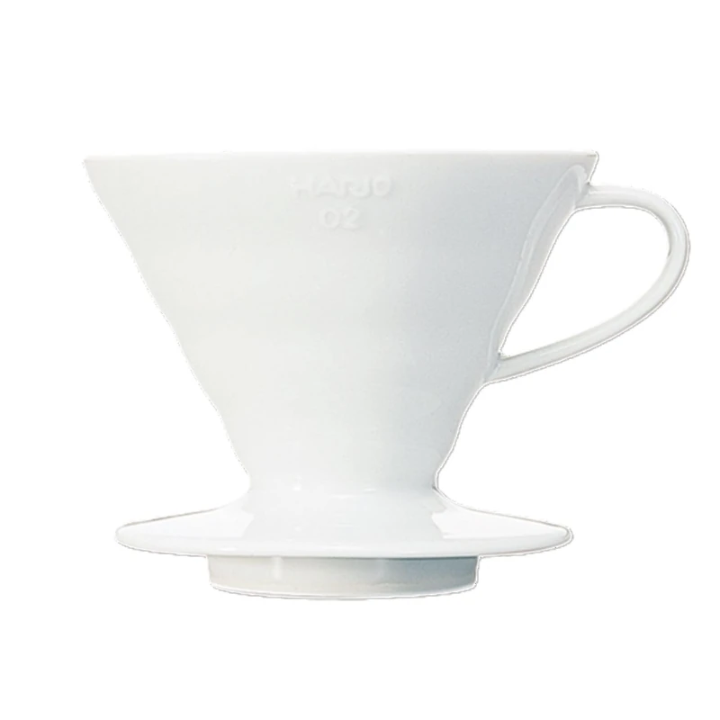Hario V60 Ceramic V-Shaped Cone Coffee Dripper with Heat Retention,300 Millilitres, White, Size 02, 2