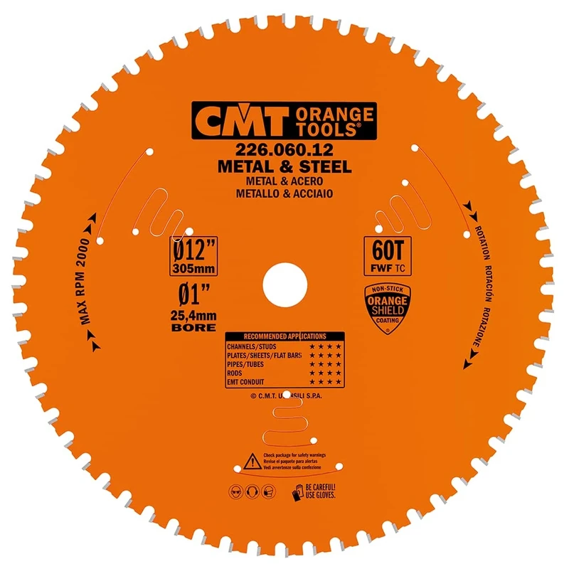 CMT 226.060.12 - Dry Cut Blade PVC Hw 305X2.2X25.4 Z60 8' Fwf