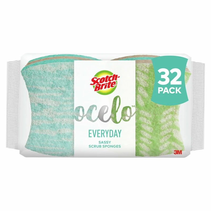 Scotch-Brite ocelo Non-Scratch Scrub Sponges, Assorted Designs, 32 Sponges, 4 Count (Pack of 8)