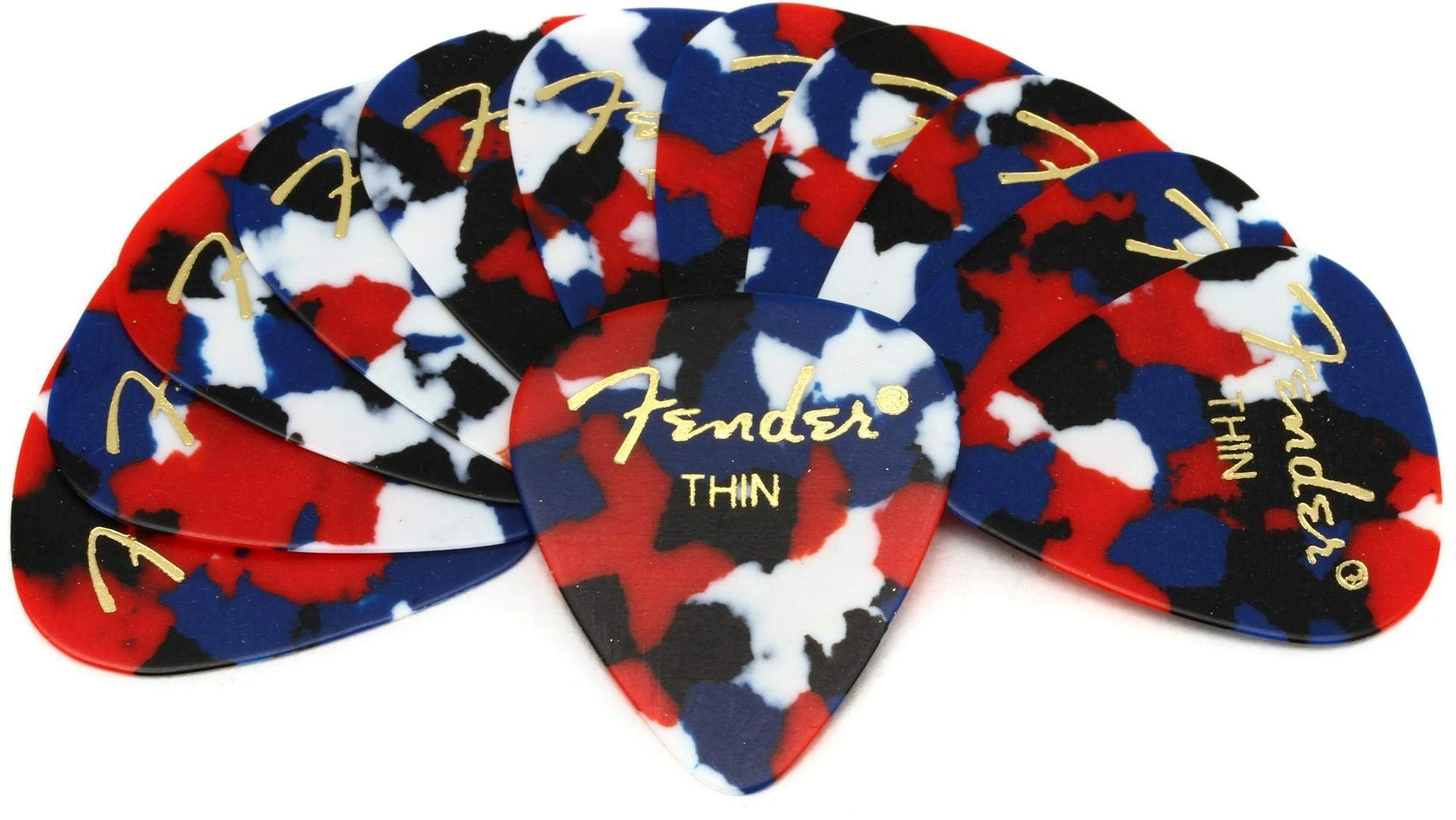 Fender Classic Celluloid, Confetti, 351 Shape, Thin, 12 Count