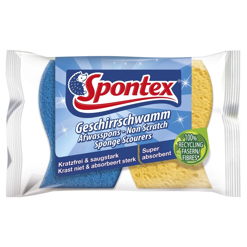 Spontex 2 Spongy Non-Scratch Sponge Scourers| | Super Absorbent & Supple, 1er