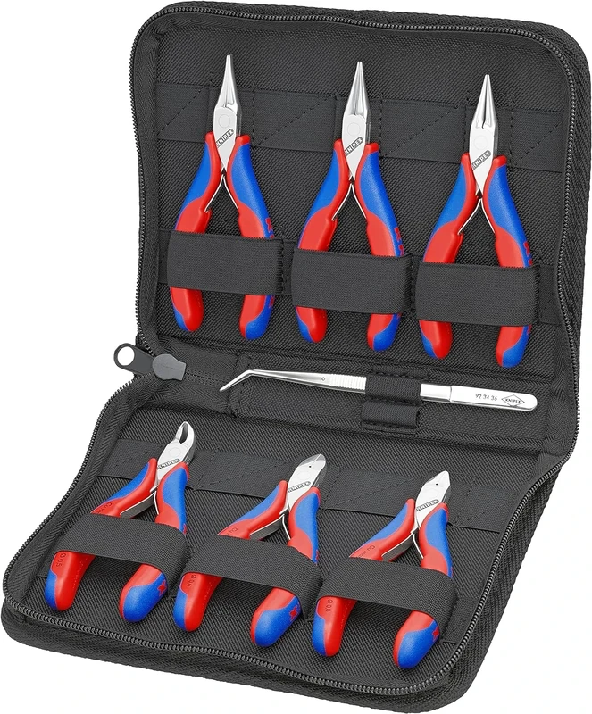 KNIPEX Case for Electronics Pliers with Tools for Work on Electronic Components 7 Parts 215 mm, 00 20 16