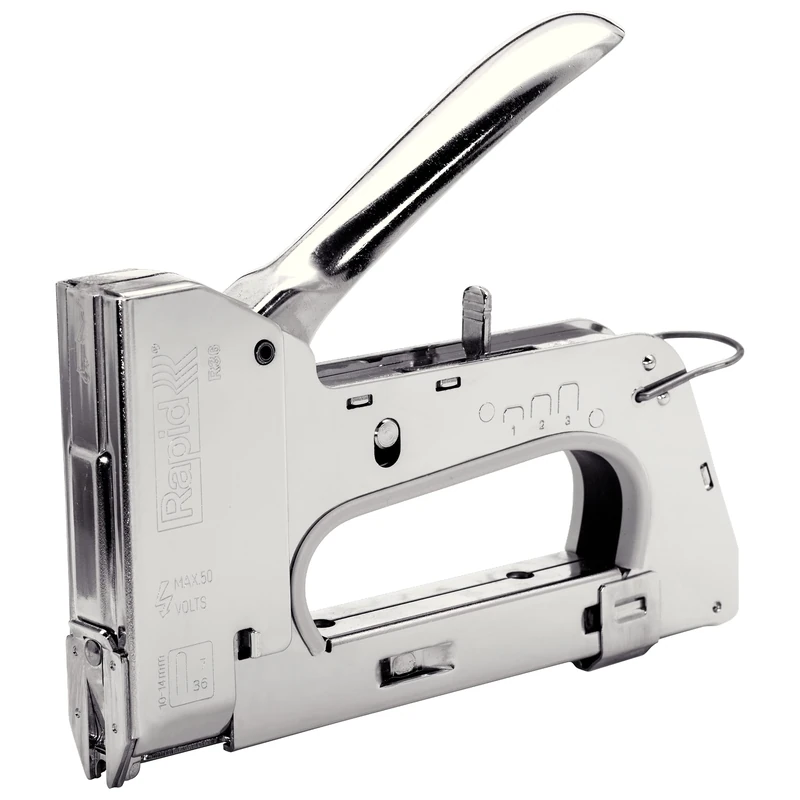 Rapid Heavy Duty Manual Staple Gun PRO R36 for No. 7 and No.36 Staples, Cable Tacker with Easy-to-Squeeze Trigger, 3-step Force Adjuster, and All-Steel Casing and Wear Parts, Made in Sweden (20511811)