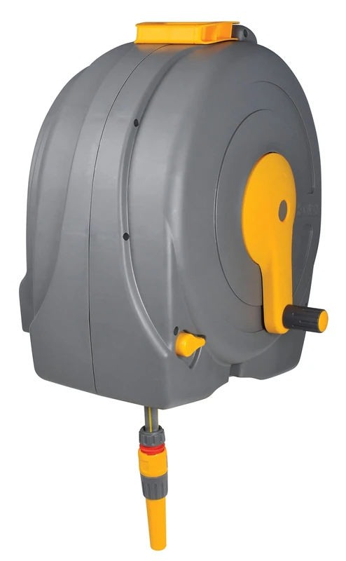 HOZELOCK - Wall-Mounted Fast Reel 40 m : Easy Rewinding with its Integrated Hose Guide System, Supplied with Hose Guide, Assembled and Ready to Use, 2496, Multicolour