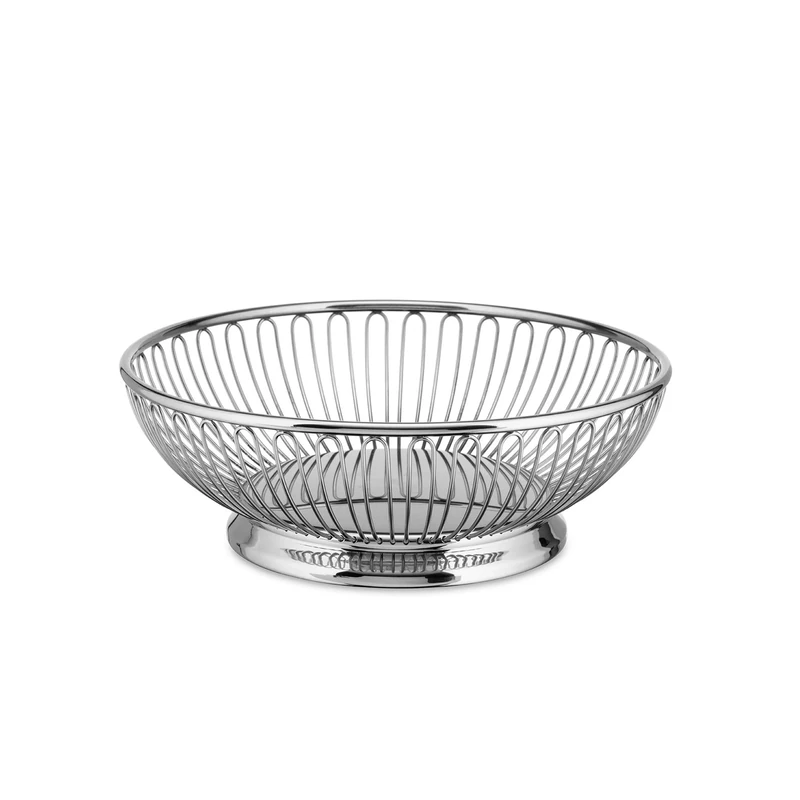 Alessi 826/20 Round Wire Design Basket Stainless Steel 18/10, Mirror Polished