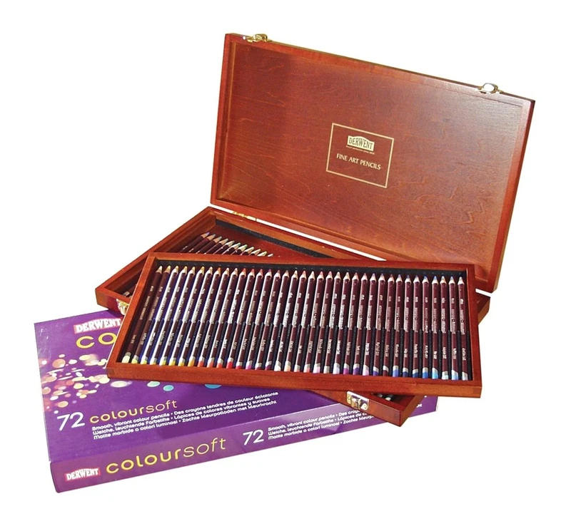 Derwent Coloursoft Colouring Pencils, Drawing & Writing, Set Of 72 In Wooden Gift Box, Ideal For Colour Building, Professional Quality, 0701031