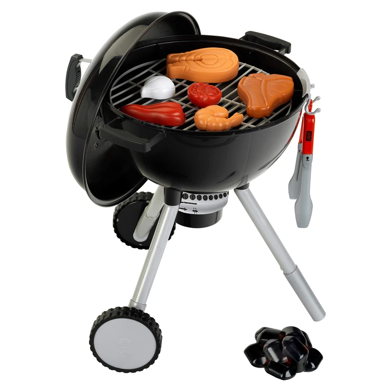 Theo Klein 9466 Weber One Touch Premium Kettle Barbecue I Children's Barbecue Set with Light, Sound and Lots of Accessories I Dimensions: 40 cm x 32 cm x 53 cm I Toy for Children Aged 3 Years and up