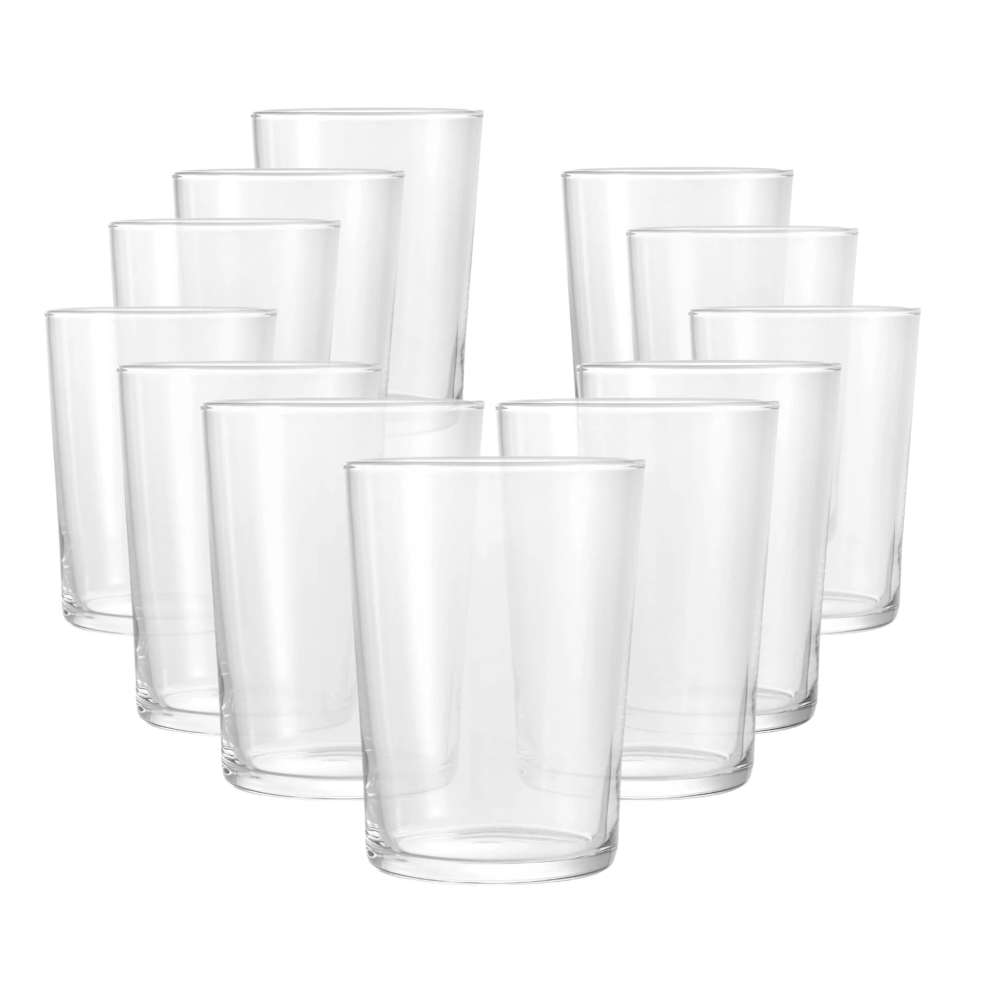 Bormioli Rocco Bodega Collection Glassware – Set of 12 Maxi 17 Ounce Drinking Glasses for Water, Beverages & Cocktails – 17oz Clear Tempered Glass Tumblers, Transparent,710880MP5021990