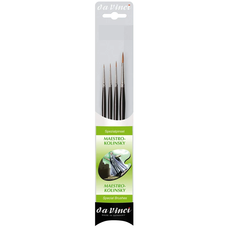 Da Vinci Maestro KOLINSKY Brush Set for Tablet Top and Miniature Painting, Green, kurzstielig