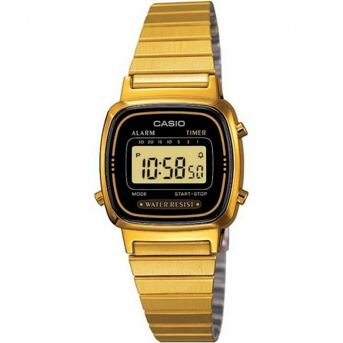 Casio – LA-670WG-1 – Ladies’ Watch – Quartz Digital – Golden Dial – Gold-Coloured Metal