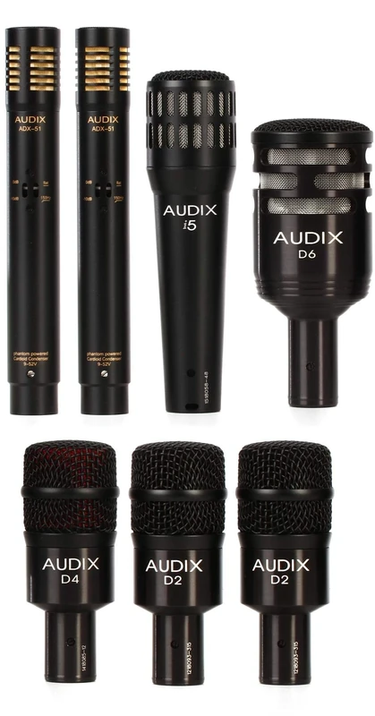 AUDIX DP7 7-Piece Drum Microphone Kit – Dynamic & Condenser Mics for Kick, Snare, Toms, Overheads – Studio & Live