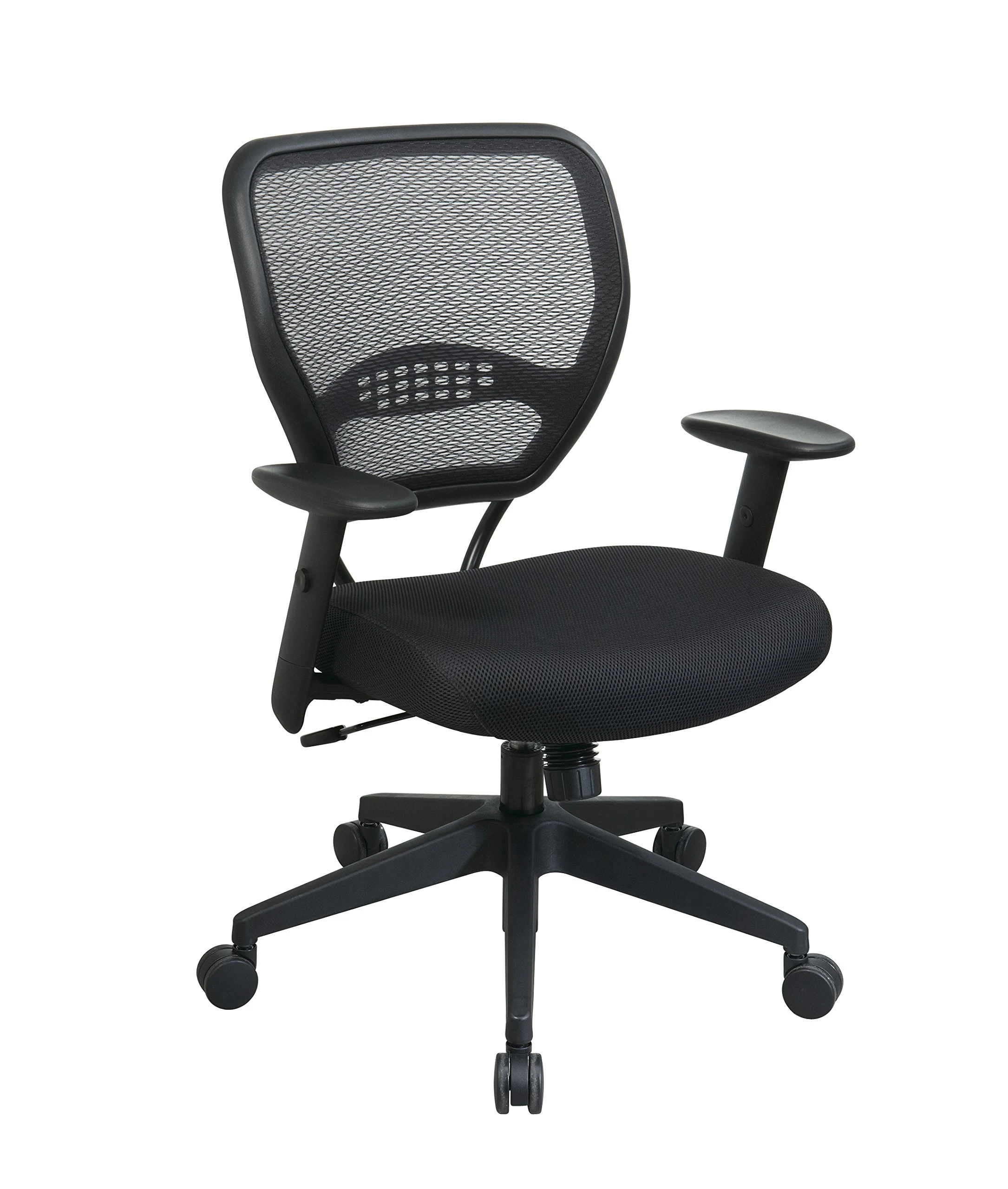 Space Seating AirGrid Dark Back and Black Mesh Seat, 2-to-1 Synchro Tilt Control, Adjustable Arms and Tilt Tension with Nylon Base Managers Chair