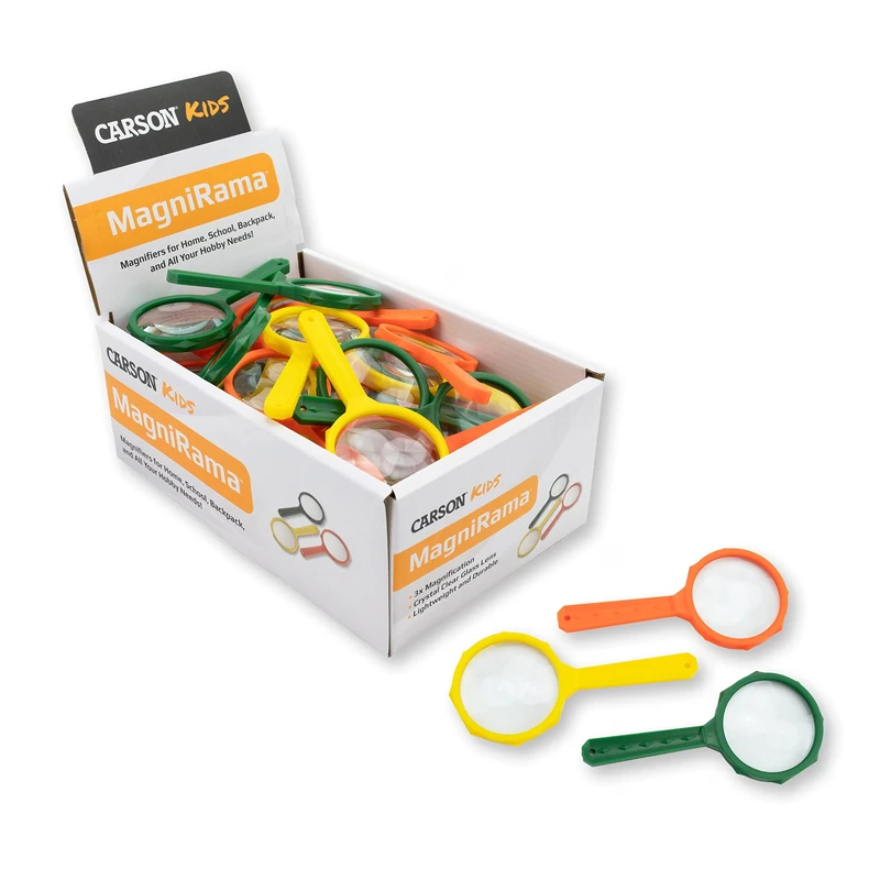 Carson MagniRama Small Colourful 3x Magnifying Glasses for Parties or Classrooms (Pack of 50)