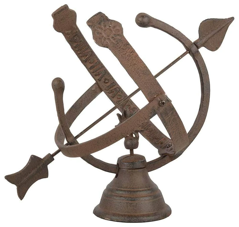 Fallen Fruits TH28 Cast Iron Armillary Sundial - Brown, 14.0 in*11.0 in*11.0 in