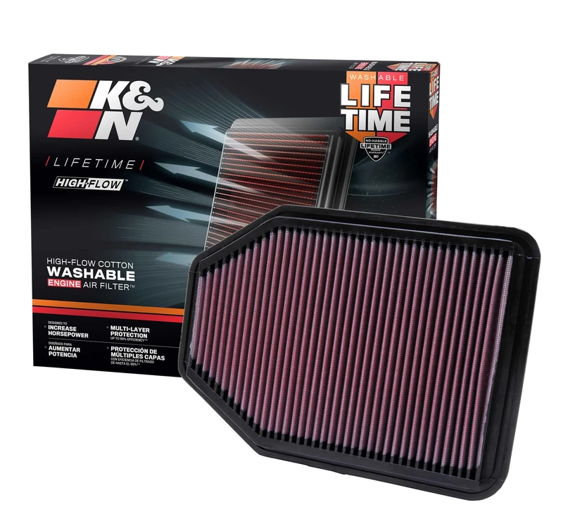 K&N Engine Air Filter: High Performance, Premium, Washable, Panel Filter: 2007-2018 Wrangler, 33-2364