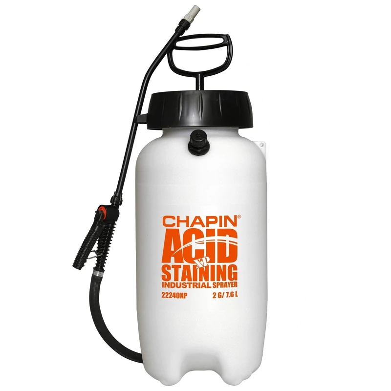 Chapin International 22240XP 2-Gallon Industrial Acid Staining Sprayer with Pressure Relief Valve for Acid Staining, Translucent White