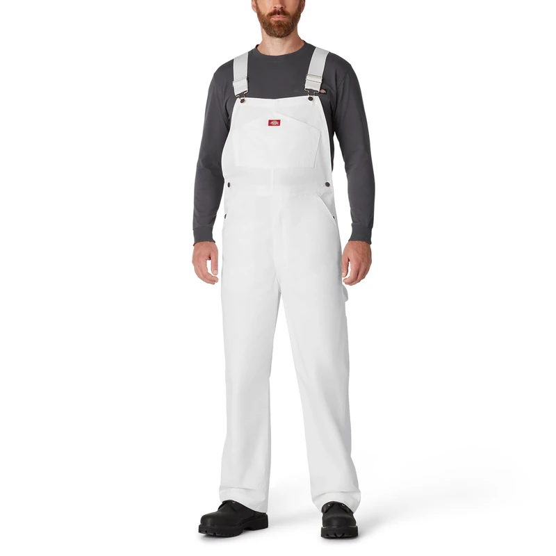 Dickies Men's Painters Bib Overall, White, 44W x 30L