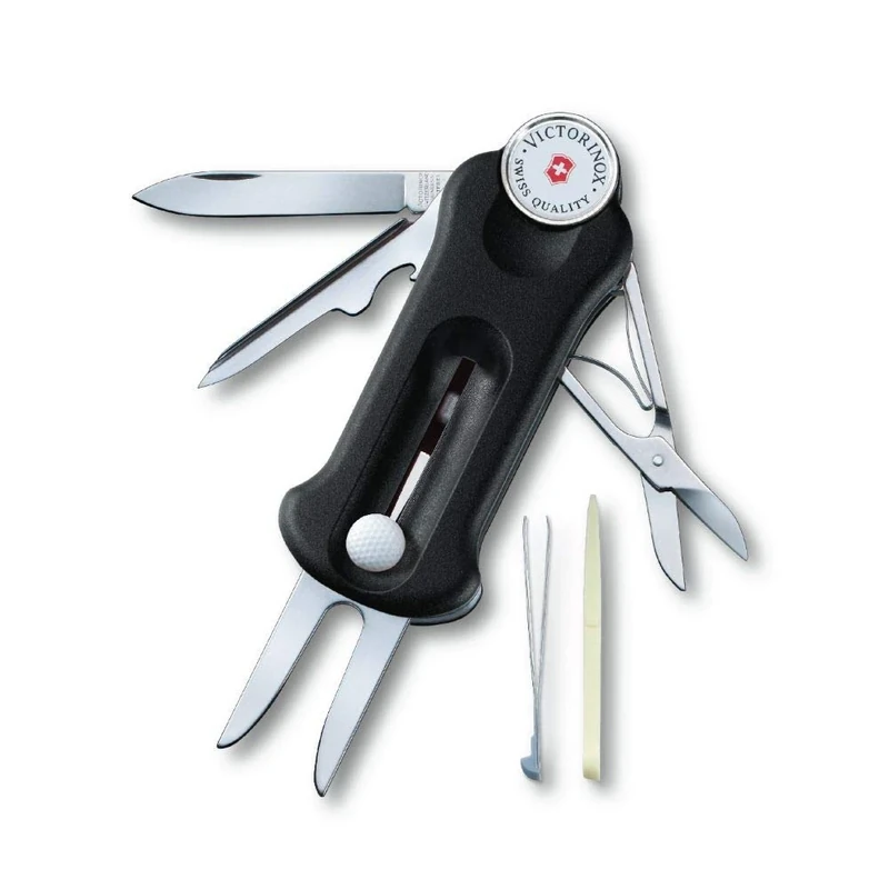 Victorinox Golf Tool, Swiss Made Pocket Multi Tool, 10 Functions, Ballmarker, Repair Tool, Black