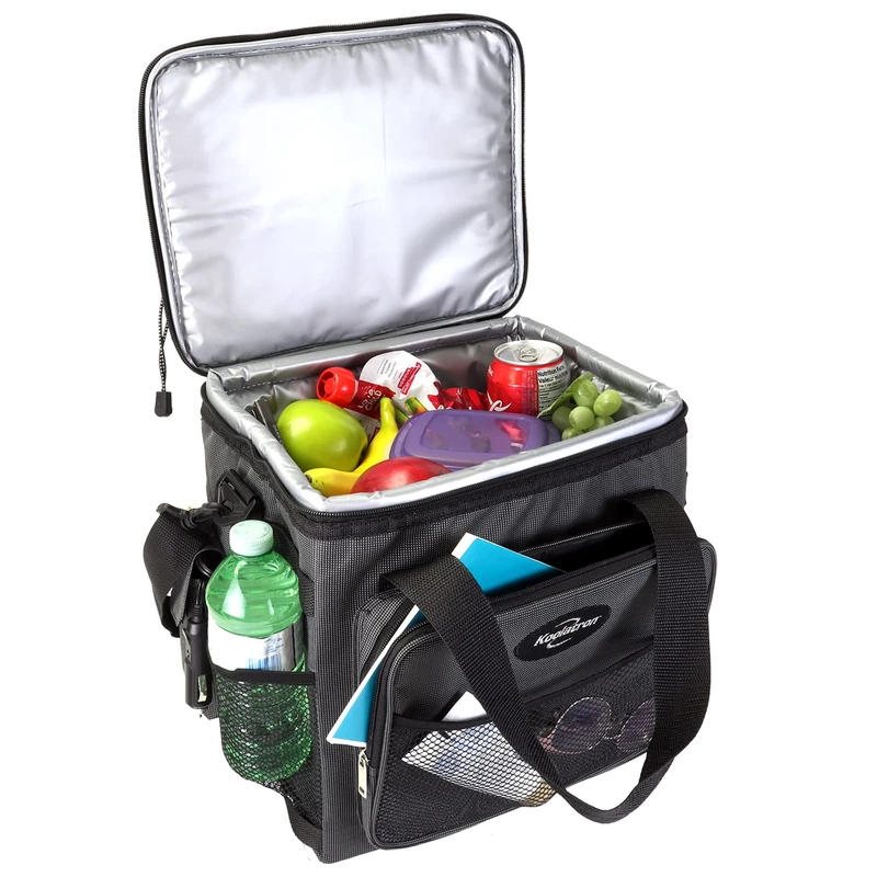 Koolatron 13L Insulated Cool Bag Soft & Hard Sided Thermal Cooler Box for Car Camping Travel Picnic Mini Fridge Keeps Food & Drinks Hot or Cold Portable Lunch Bag, Black