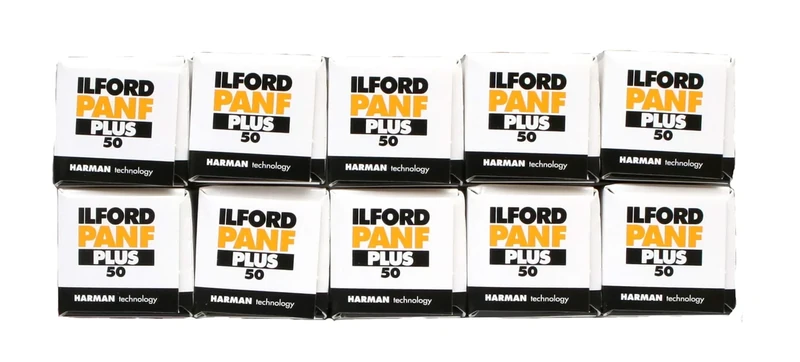 Ilford PanF+, 50 asa, 120 B&W film, multipack of 10 [Camera] 12 exposures for 6x6 camera