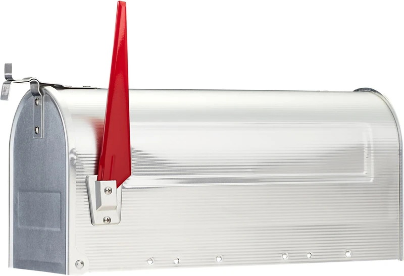 BURG-WÄCHTER, American Mailbox with Red Flag, Slot Size A4, Aluminium, 891 ALU, Aluminium - Image 1