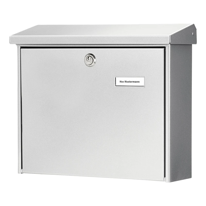 BURG-WÄCHTER, Mailbox with Stop Opening, Slot Size A4, Galvanised Steel, Amsterdam 867 Si, Silver