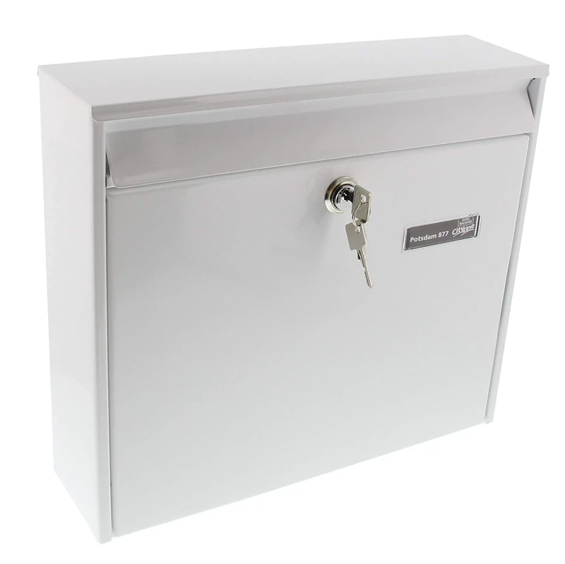 BURG-WÄCHTER, Group Mailbox, Slot Size A4, Galvanised Steel, Potsdam 877 W, White
