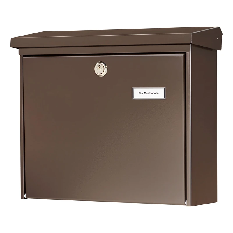 BURG-WÄCHTER, Mailbox with Stop Opening, Slot Size A4, Galvanised Steel, Amsterdam 867 BR, Brown