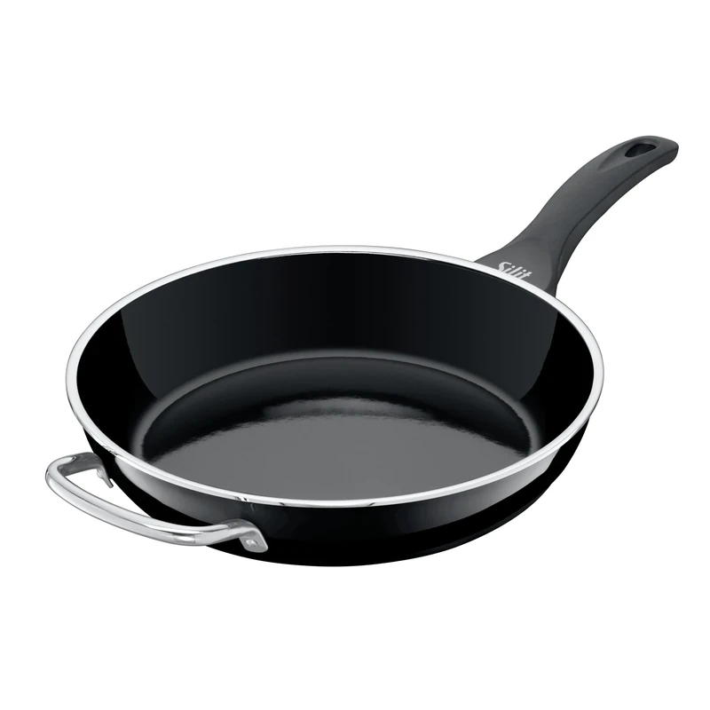 Silit 2110233152 Uncoated Professional with Flame Protection Silargan Functional Ceramic Frying Pan, Black, 28 cm