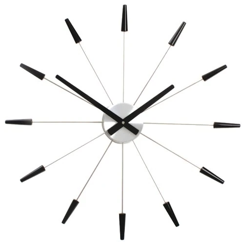 NexTime Plug Inn Wall Clock, Stainless-Steel, Silver, 58 x 4.5 x 58 cm - Image 1