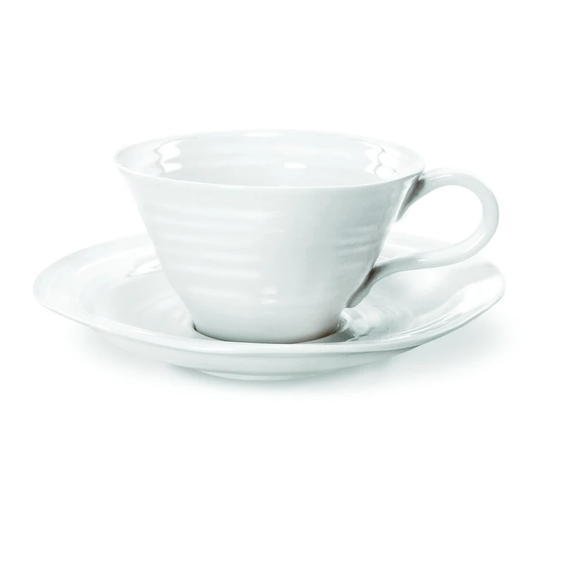 Portmeirion Sophie Conran Tea Cup and Saucer, Porcelain, White, 17 x 17 x 7.5 cm