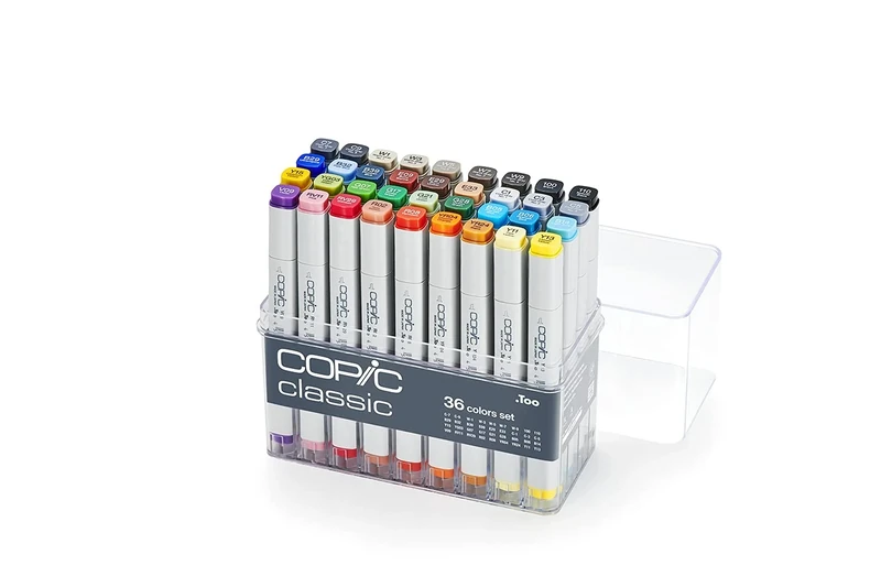 Copic Classic Coloured Marker Pen - Set of 36 (Basic), For Art & Crafts, Colouring, Graphics, Highlighter, Design, Anime, Professional & Beginners, Art Supplies & Colouring Books