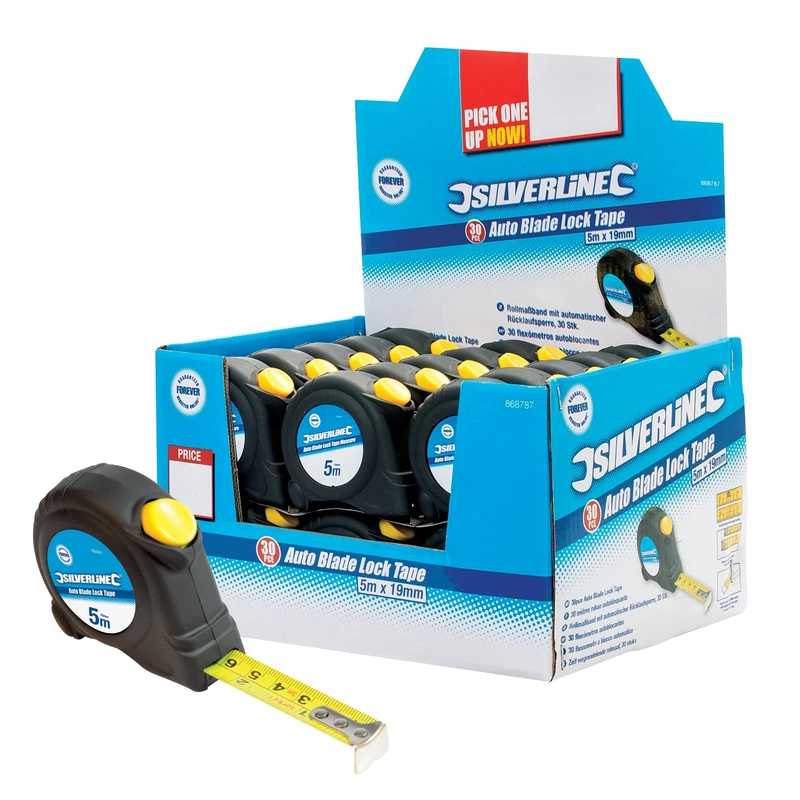 Silverline Auto Blade Lock Tape Display Box 30pce 5m / 16ft x 19mm (868787)