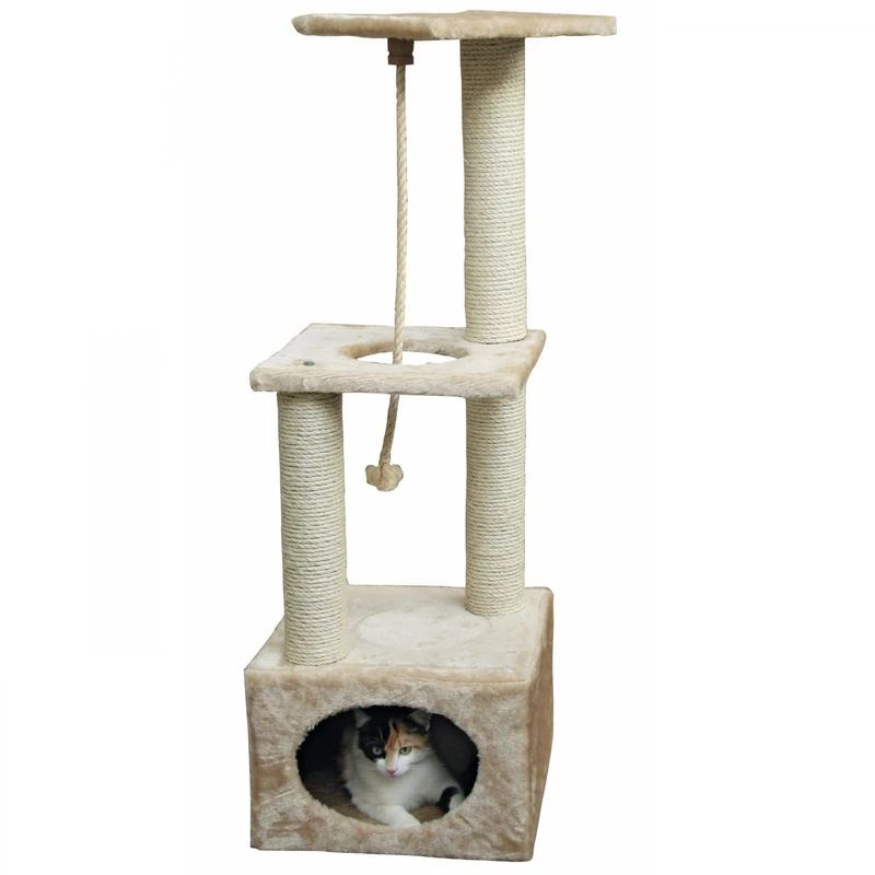 Kerbl Cat Climbing Platin Pro Scratching Tree, 37 x 37 x 109 cm, Beige - Image 1
