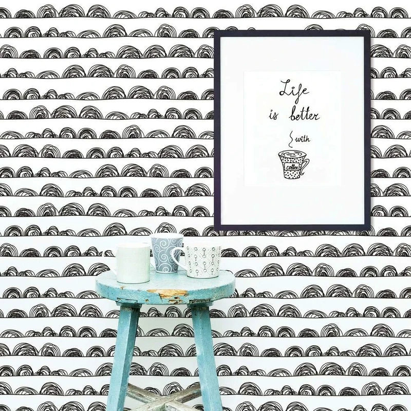 RoomMates Doodle Scallop Peel and Stick Wallpaper